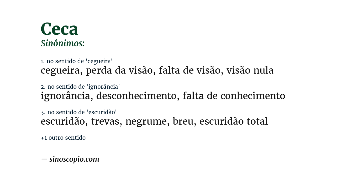 Sinônimo de ceca