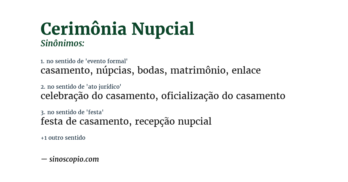 Sinônimo de cerimônia nupcial