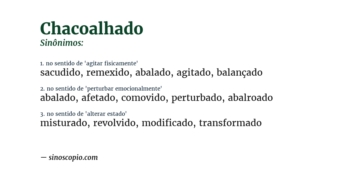 Sinônimo de chacoalhado