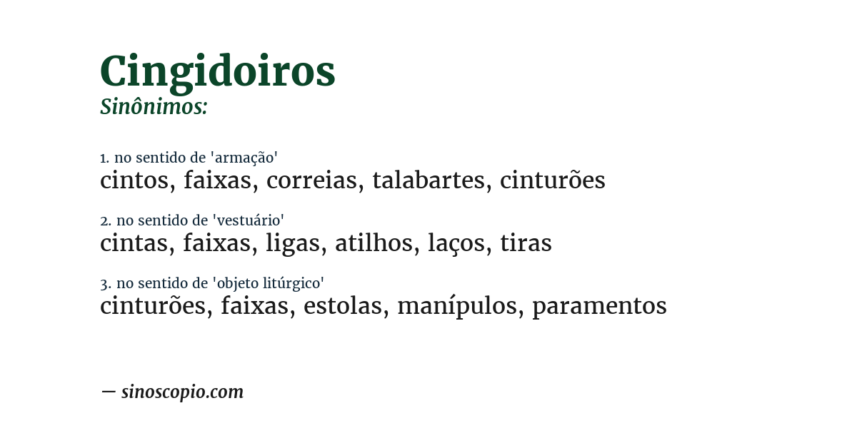 Sinônimo de cingidoiros