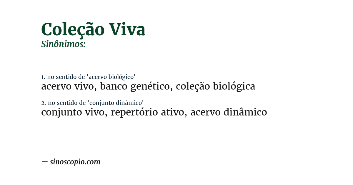 Sinônimo de coleção viva