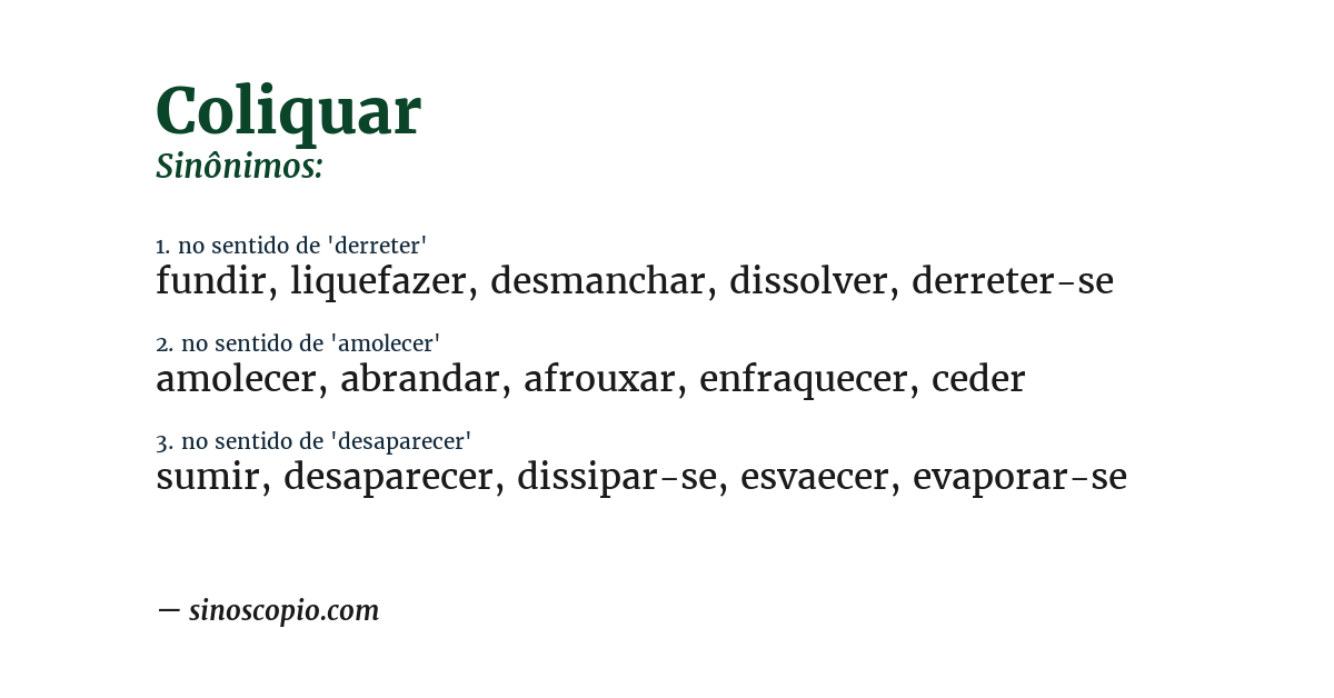 Sinônimo de coliquar