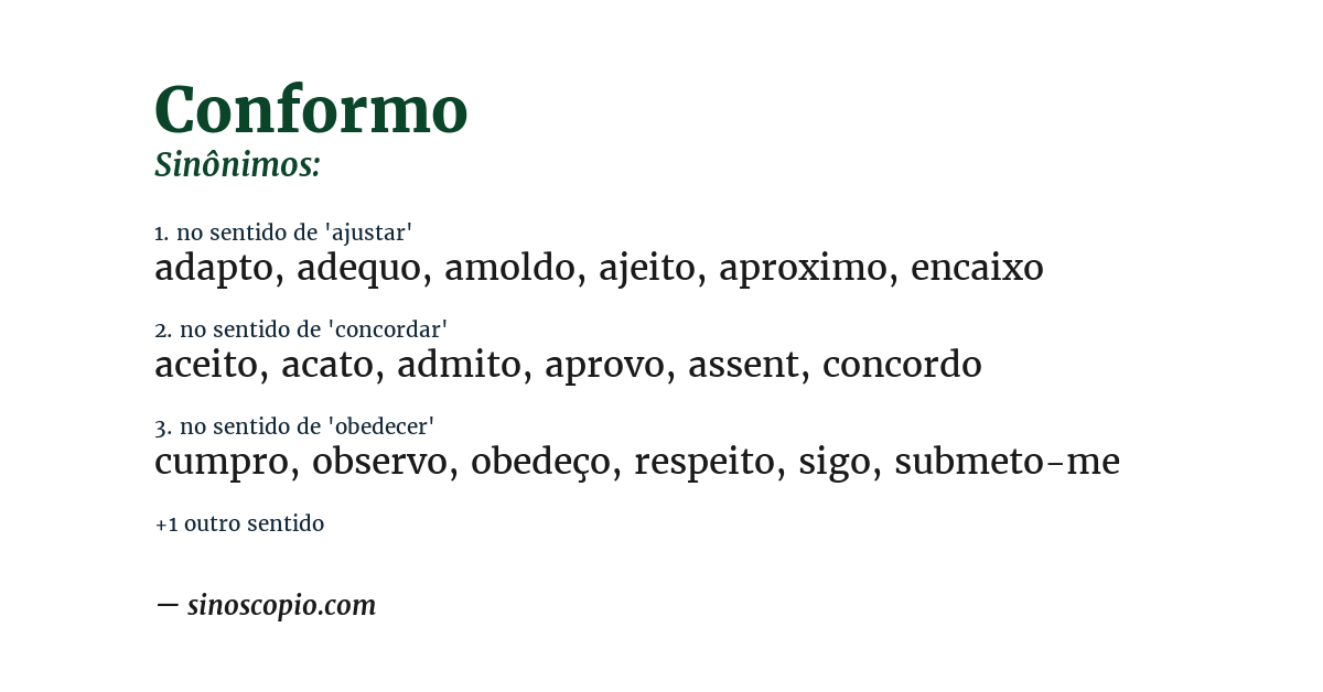 Sinônimo de conformo