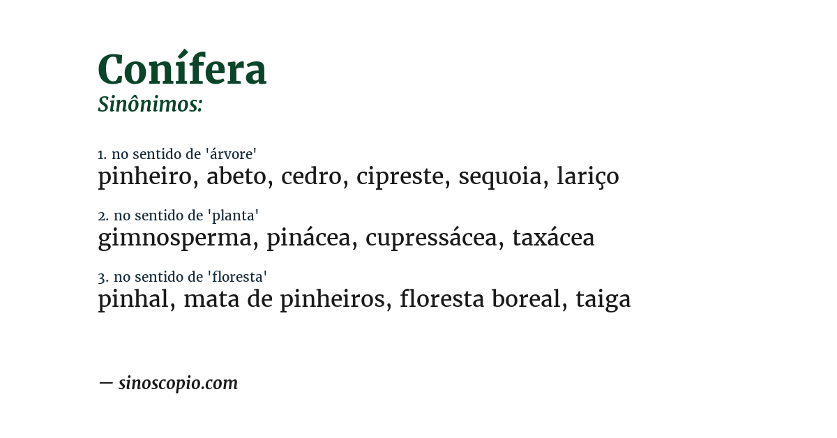 Sinônimo de conífera