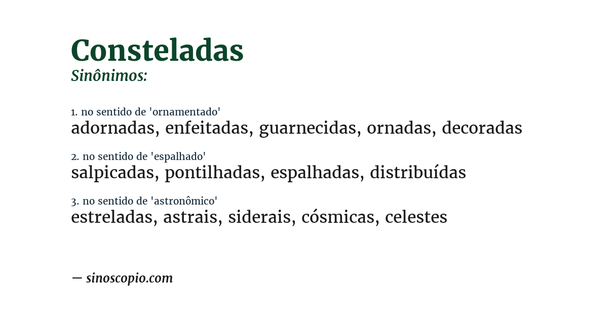 Sinônimo de consteladas