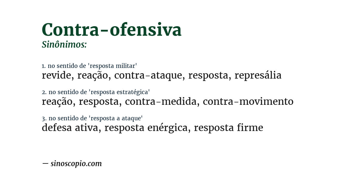 Sinônimo de contra-ofensiva