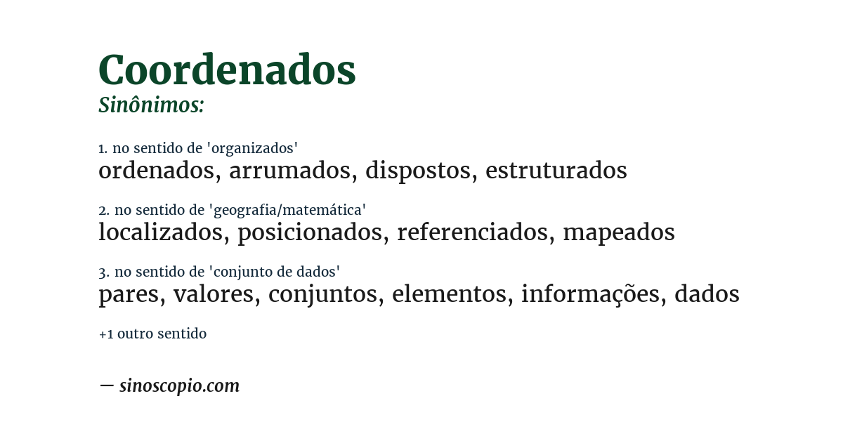 Sinônimo de coordenados