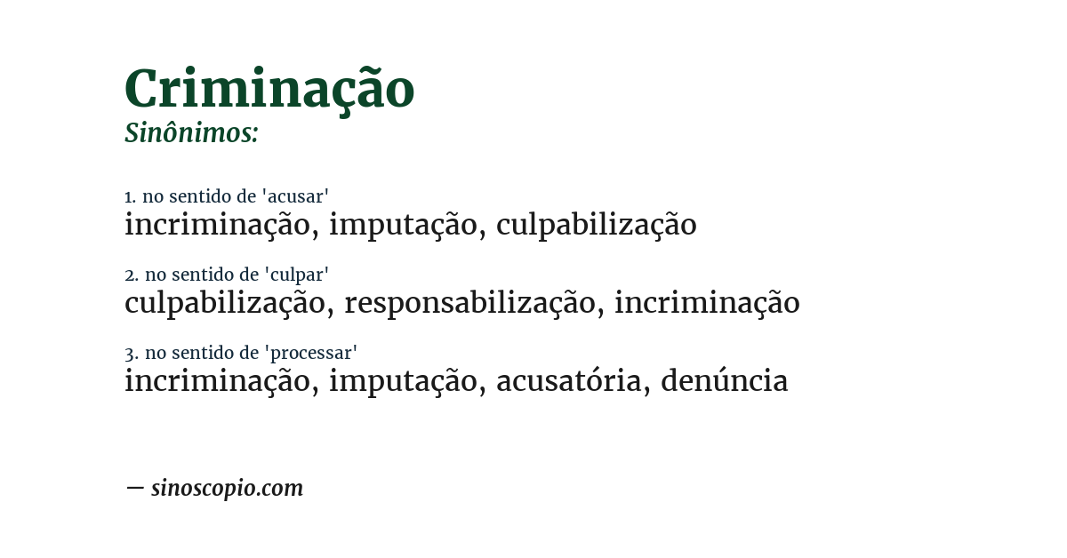 Sinônimo de criminação