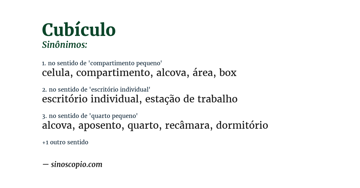Sinônimo de cubículo