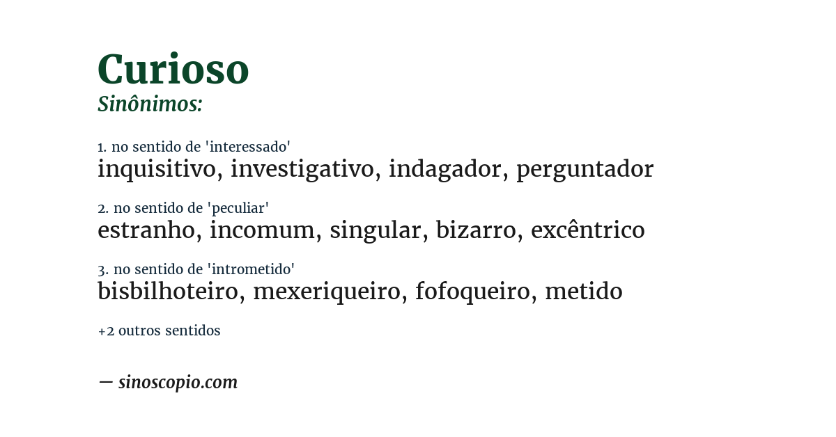 Sinônimo de curioso