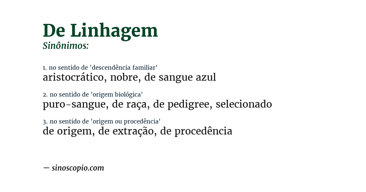 Sinônimo de de linhagem