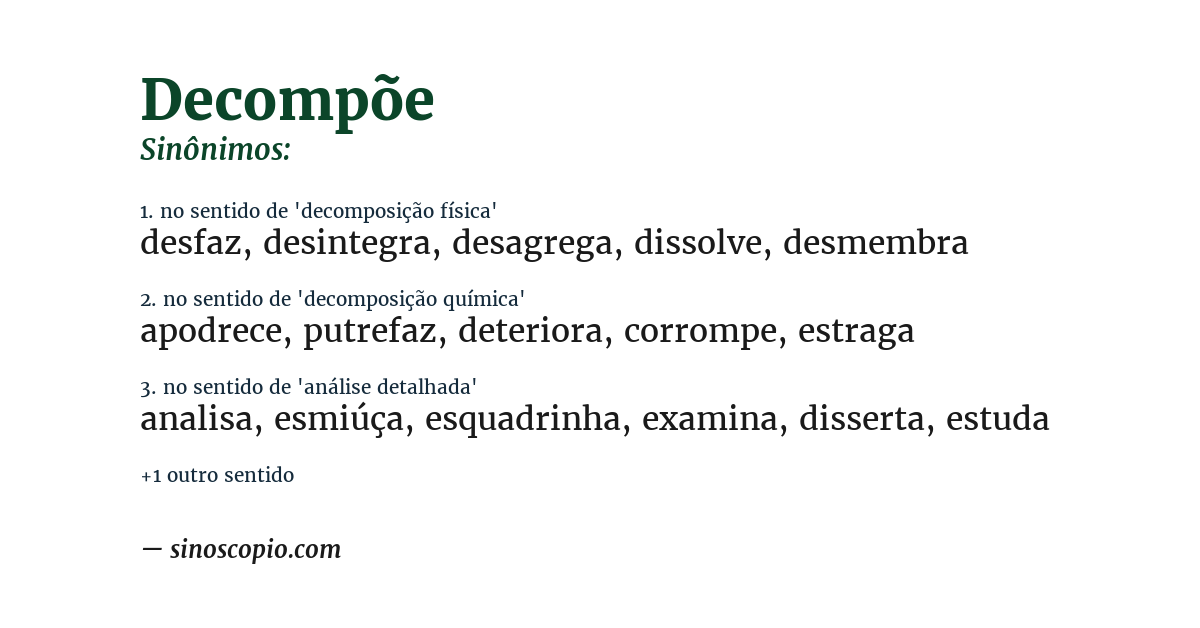 Sinônimo de decompõe