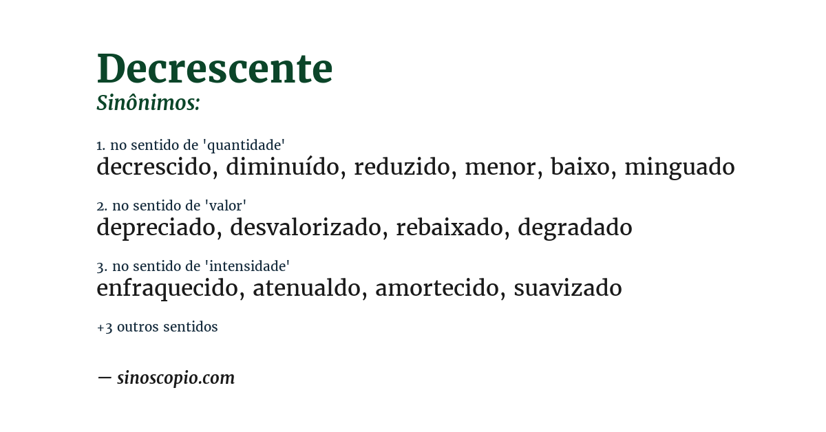 Sinônimo de decrescente