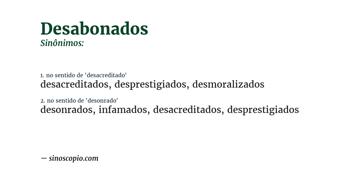 Sinônimo de desabonados