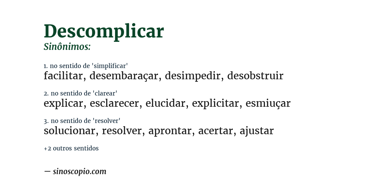 Sinônimo de descomplicar
