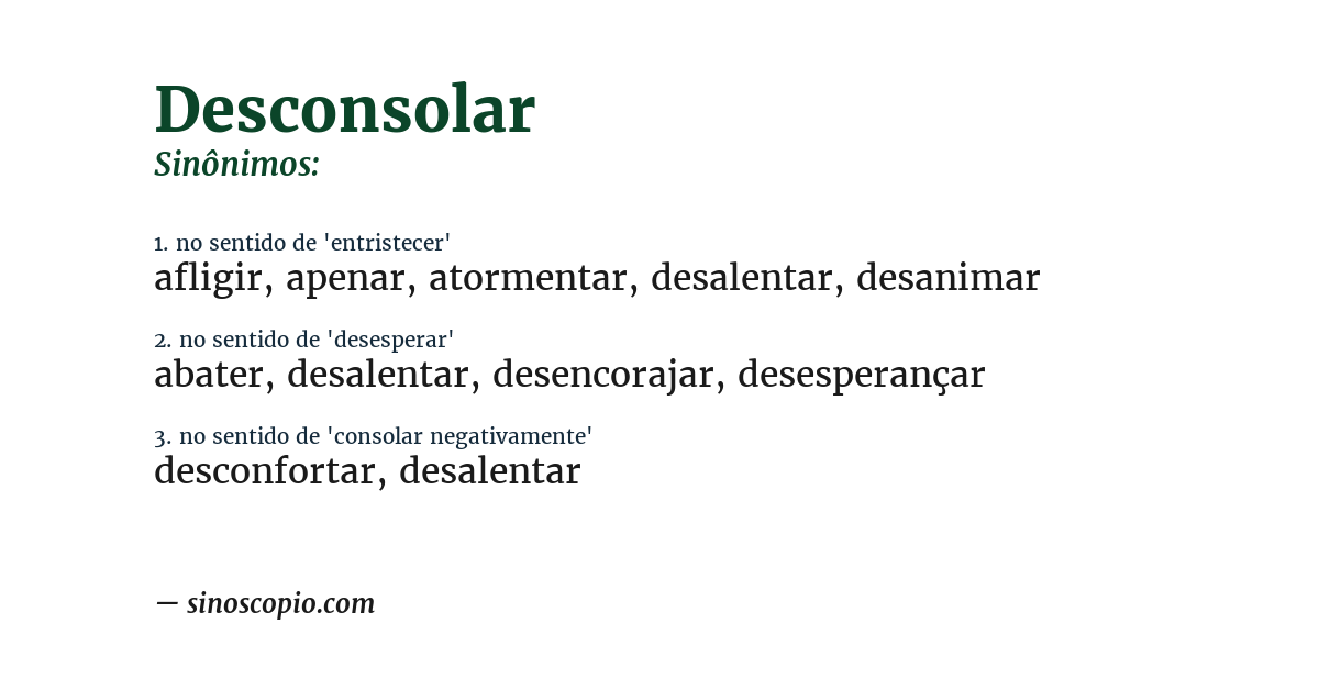Sinônimo de desconsolar