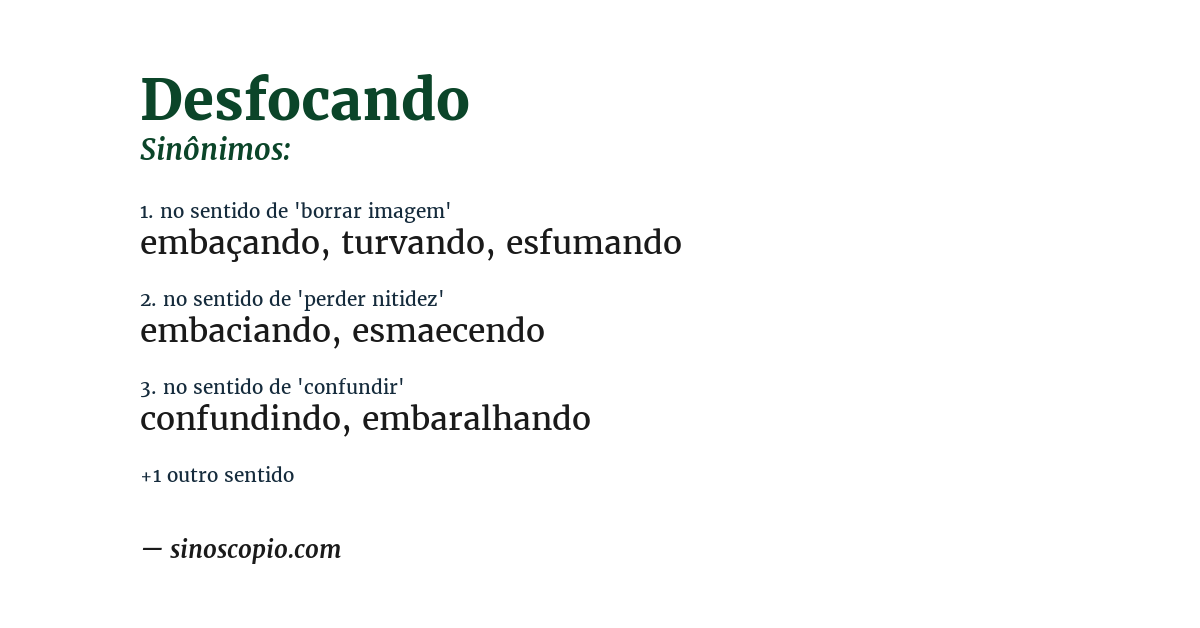 Sinônimo de desfocando
