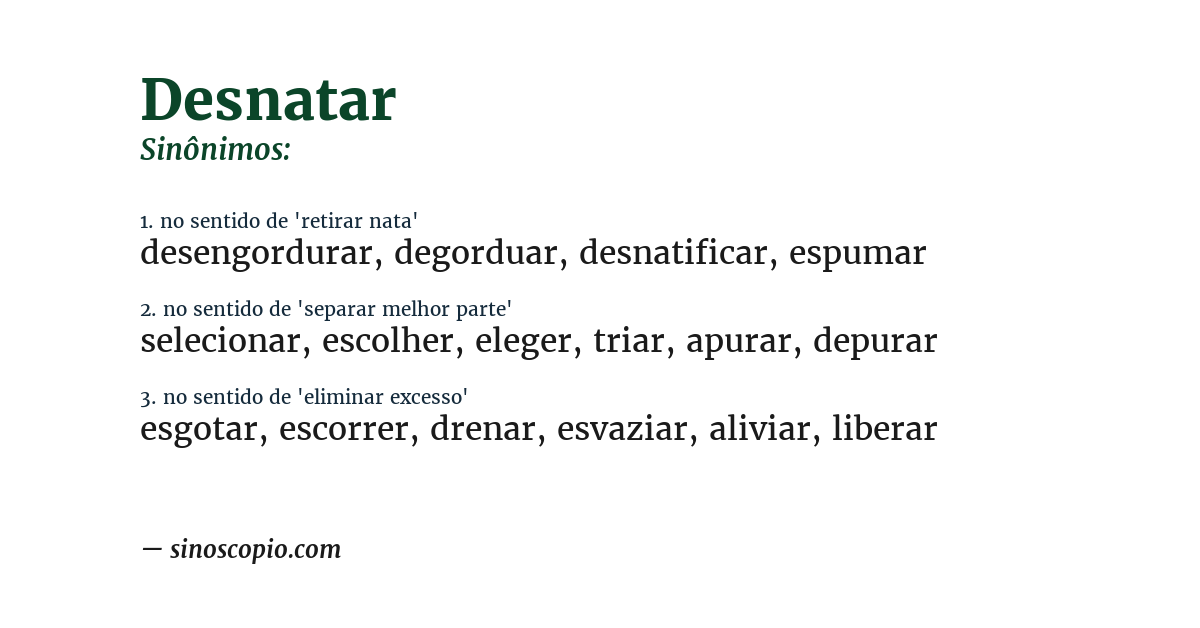 Sinônimo de desnatar