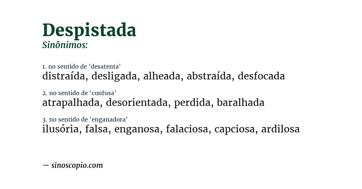 Sinônimo de despistada