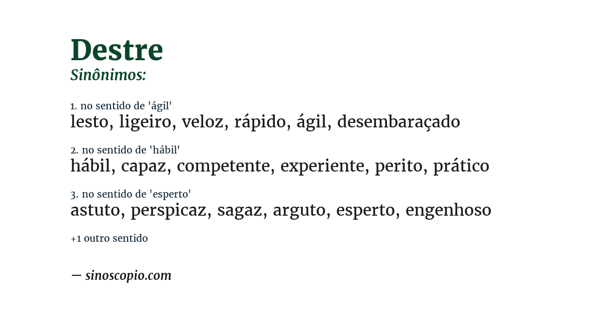 Sinônimo de destre