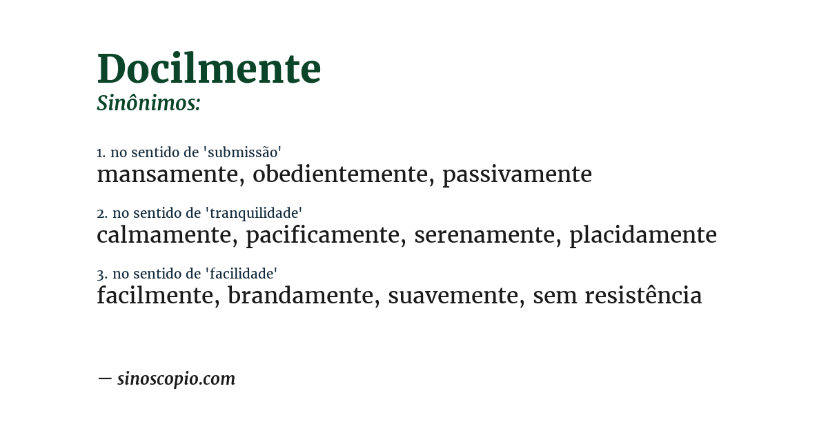 Sinônimo de docilmente