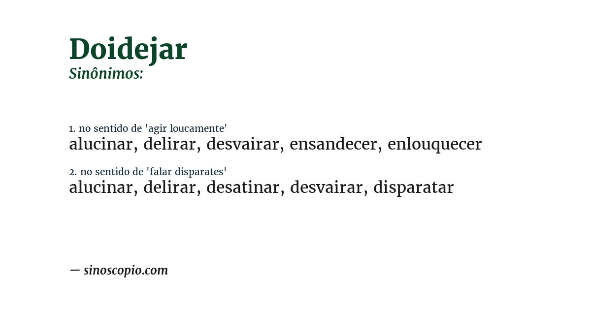 Sinônimo de doidejar