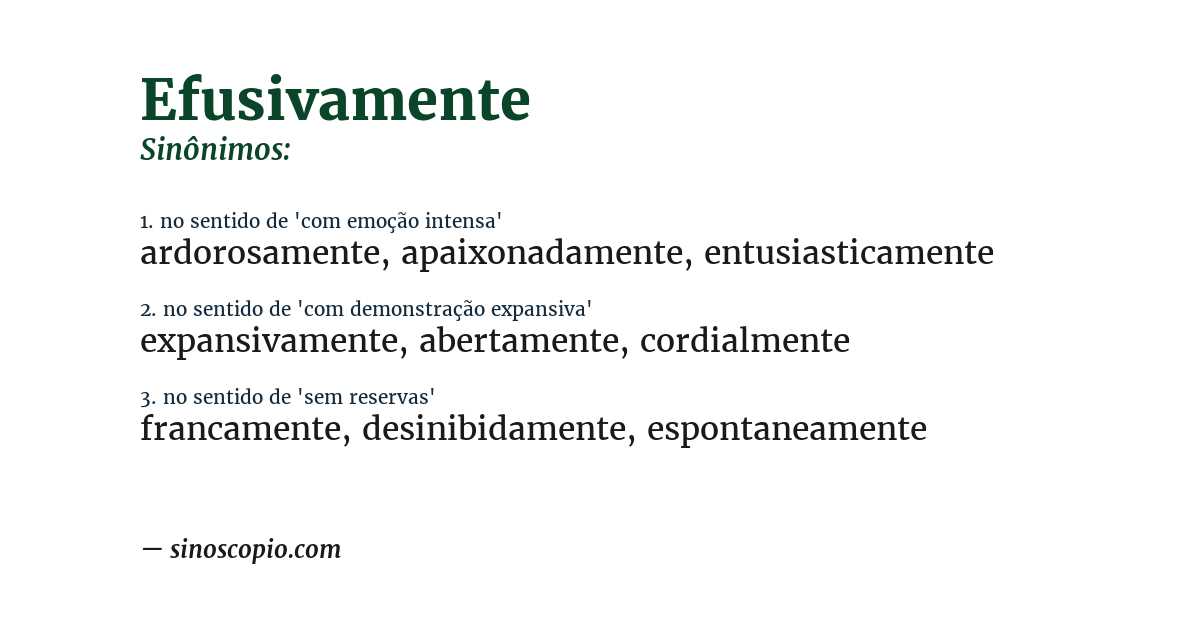 Sinônimo de efusivamente