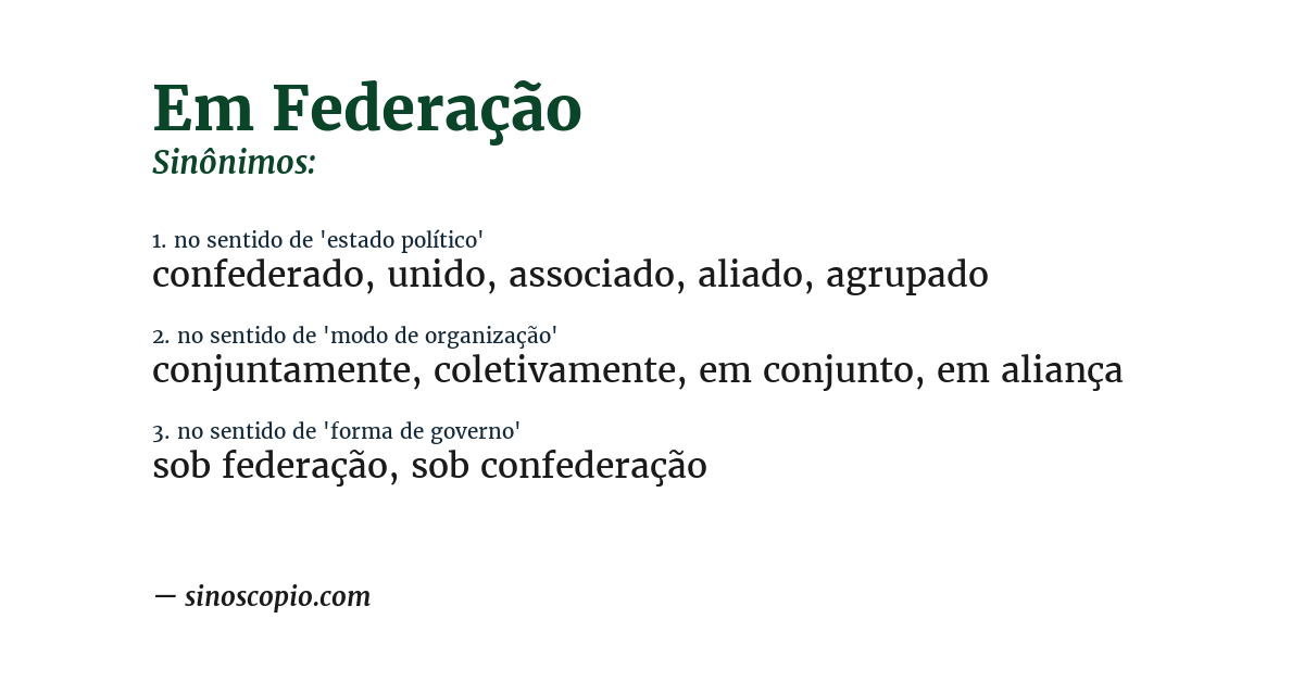 Sinônimo de em federação