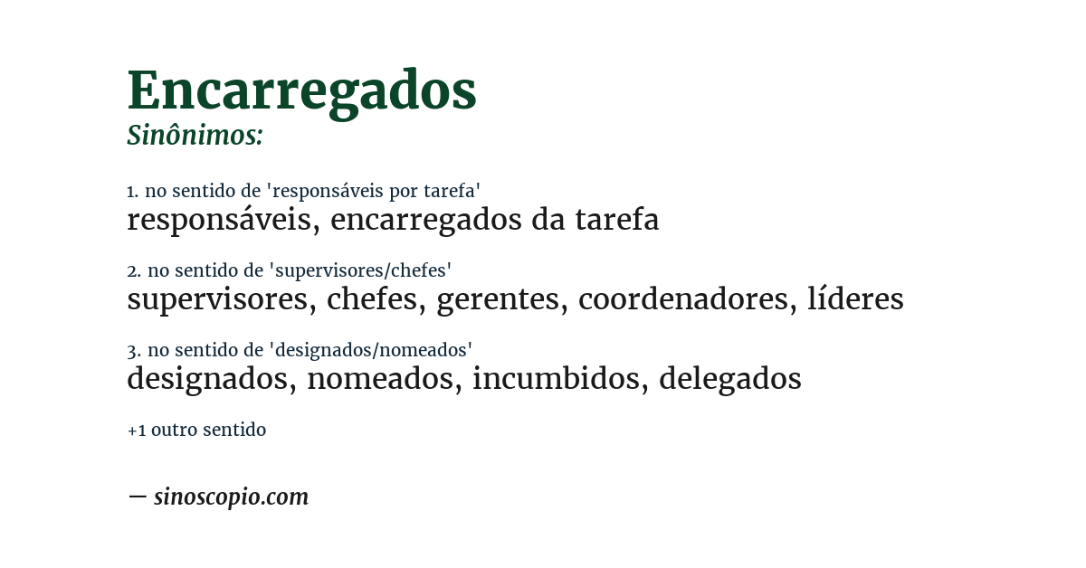 Sinônimo de encarregados