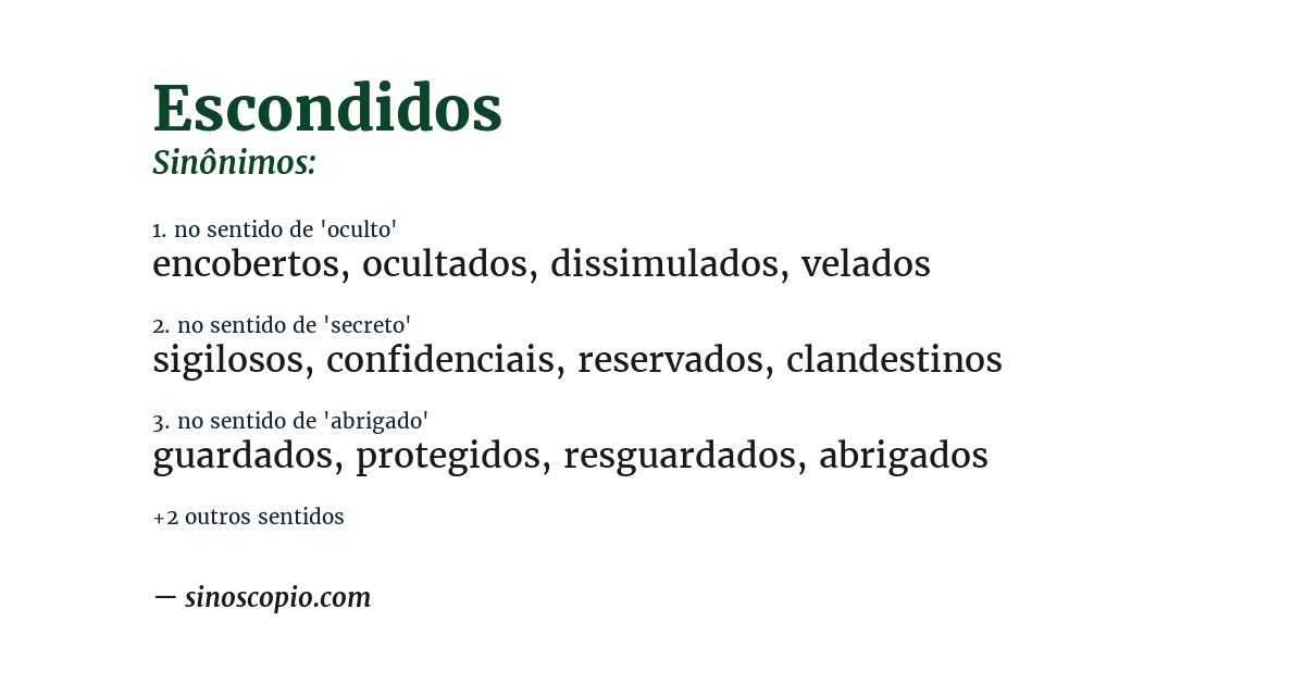 Sinônimo de escondidos