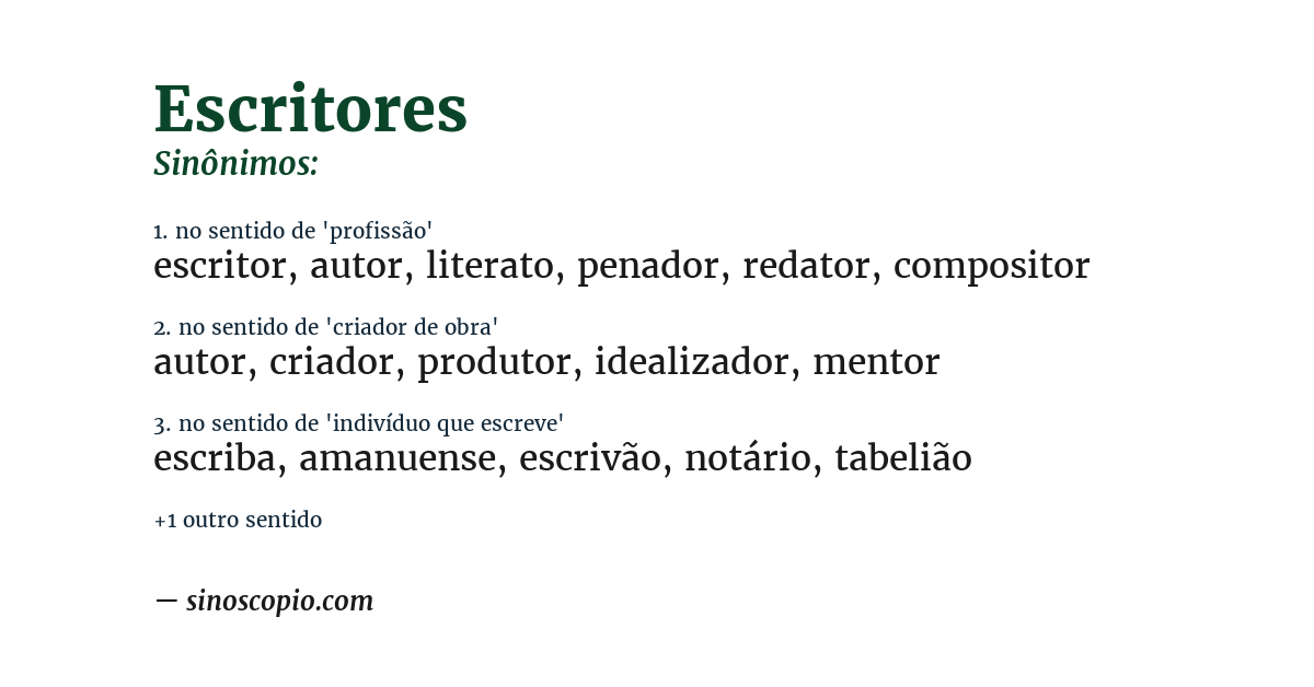Sinônimo de escritores