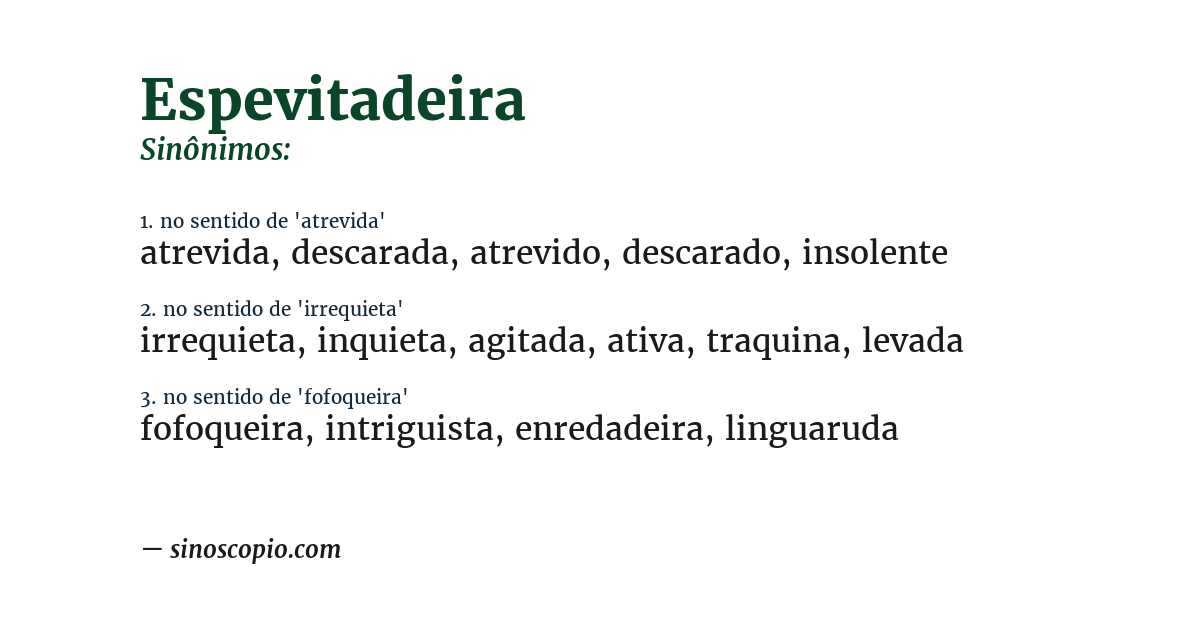 Sinônimo de espevitadeira