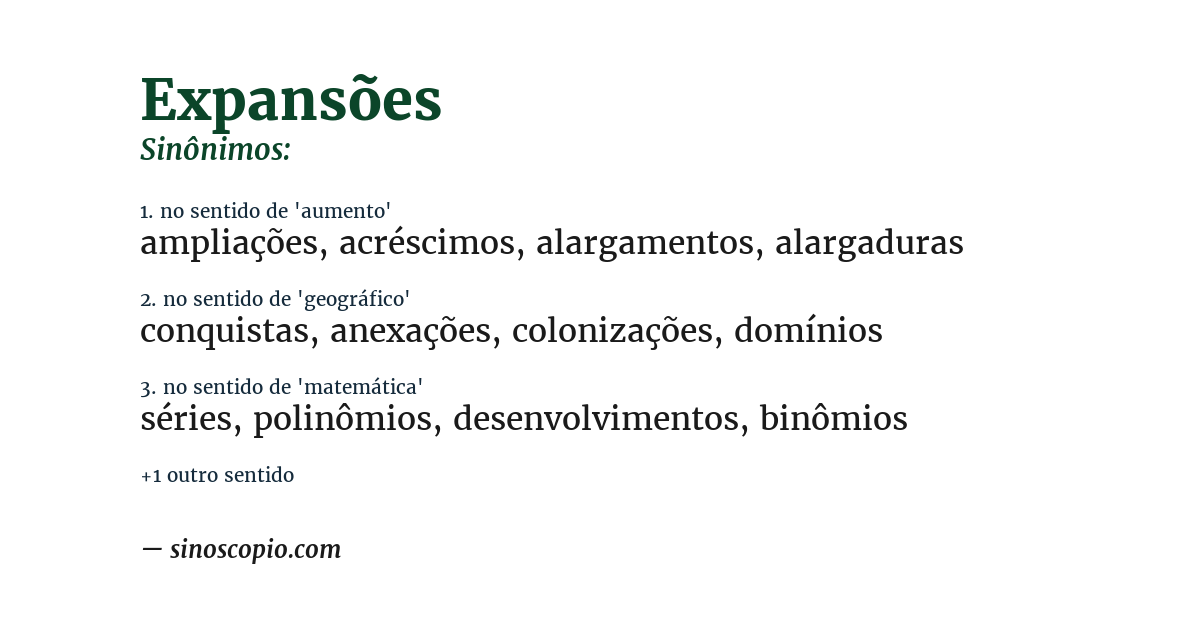 Sinônimo de expansões