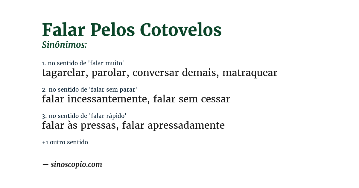 Sinônimo de falar pelos cotovelos