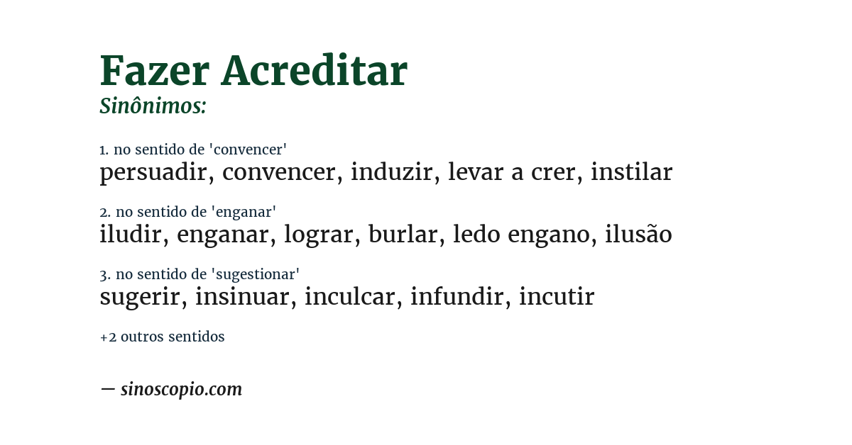 Sinônimo de fazer acreditar