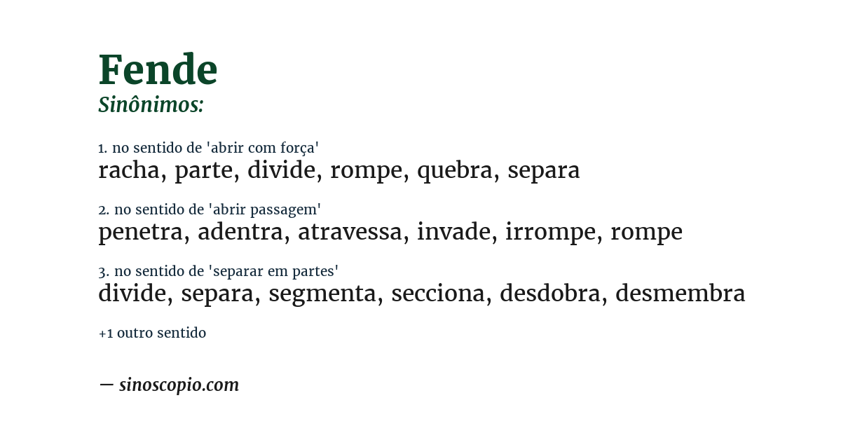 Sinônimo de fende
