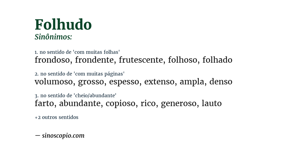 Sinônimo de folhudo