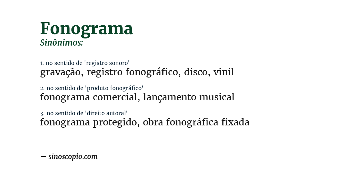 Sinônimo de fonograma