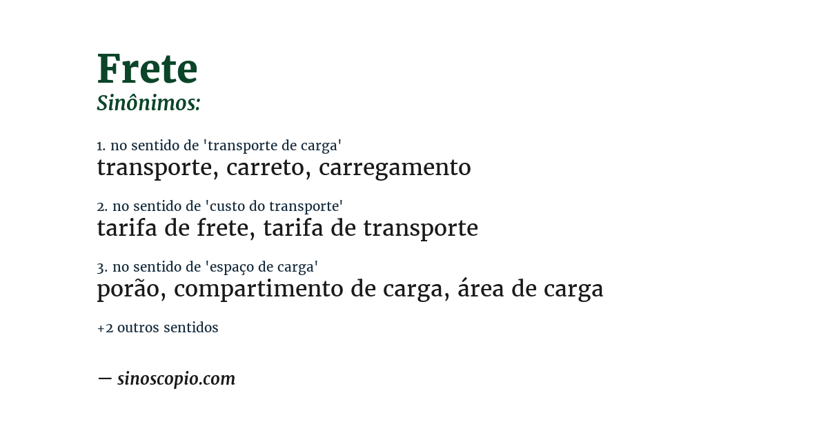 Sinônimo de frete