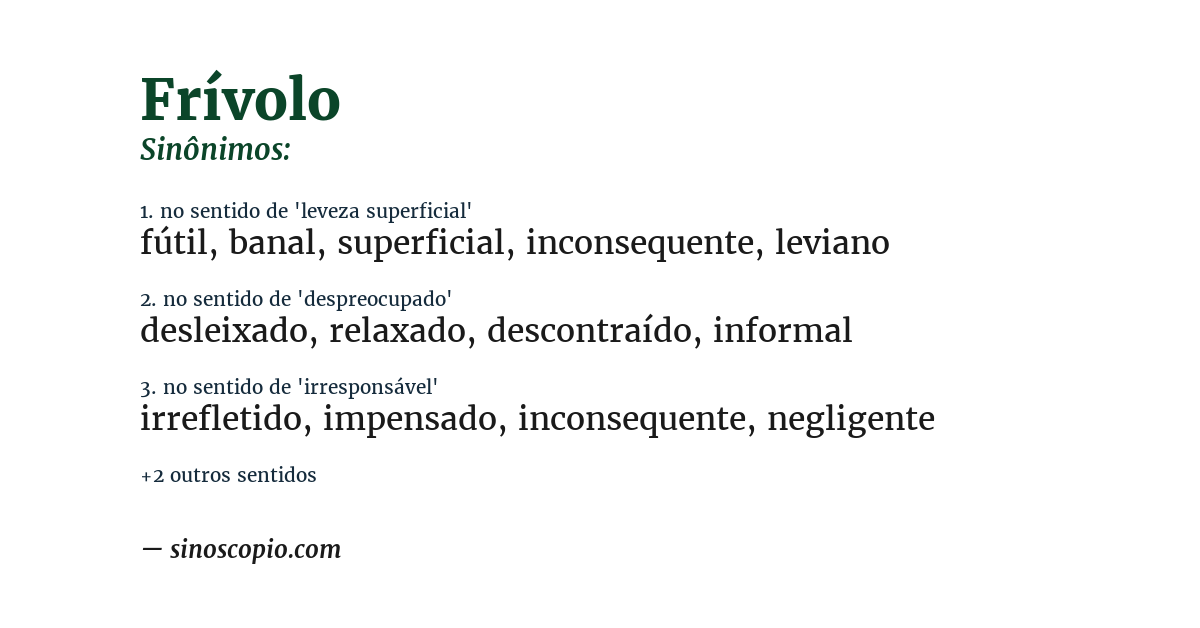 Sinônimo de frívolo