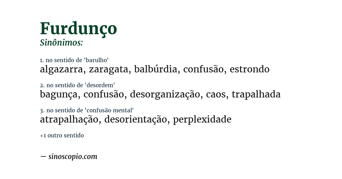 Sinônimo de furdunço