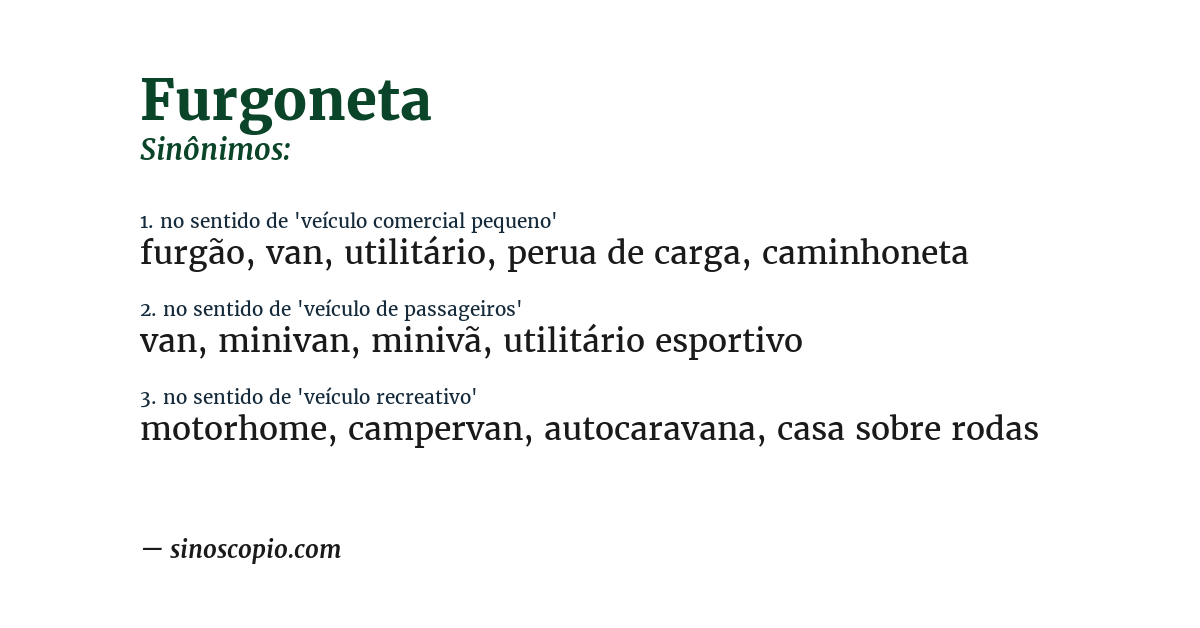 Sinônimo de furgoneta