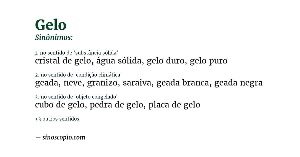 Sinônimo de gelo