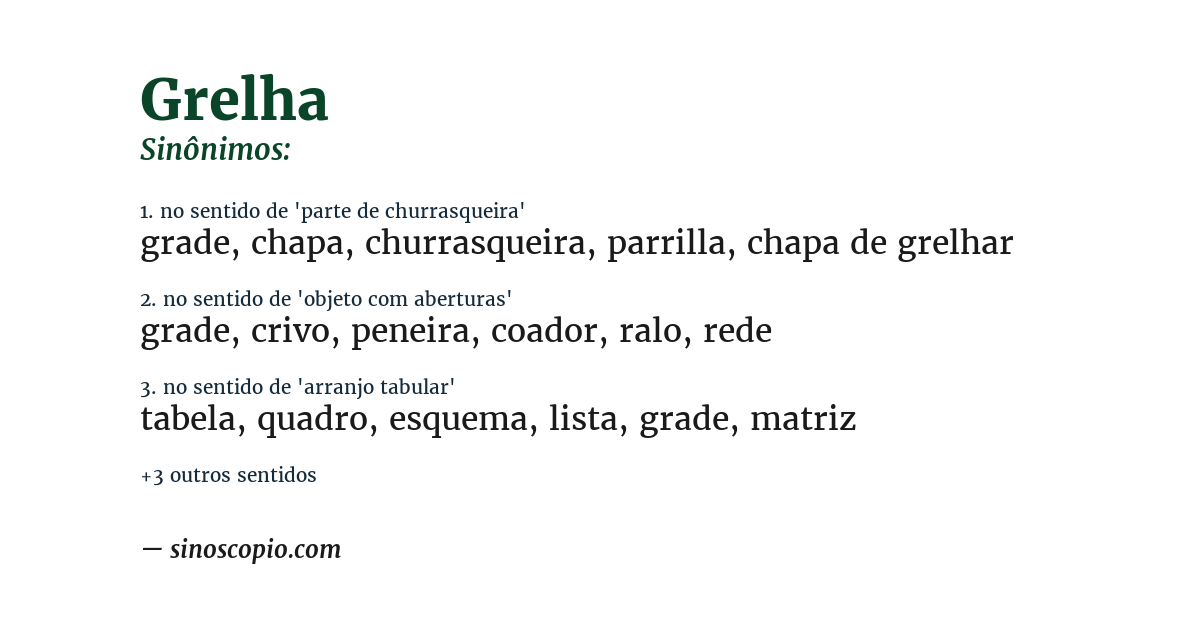 Sinônimo de grelha