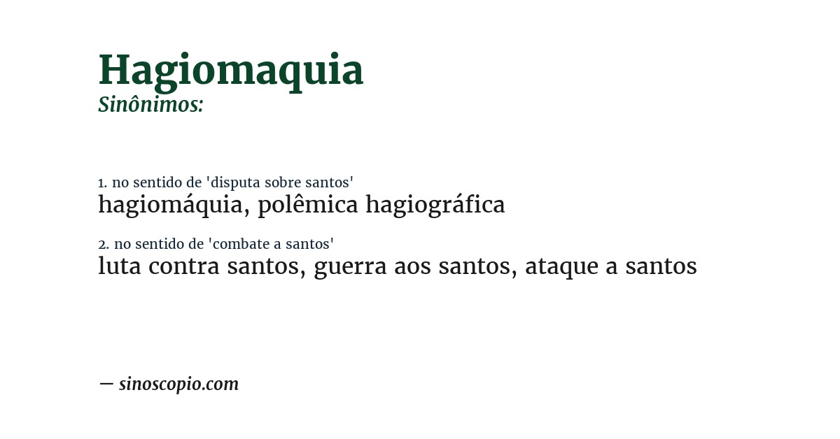 Sinônimo de hagiomaquia