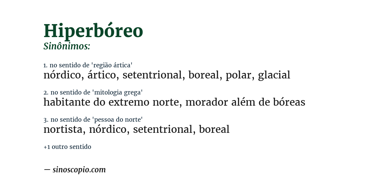 Sinônimo de hiperbóreo
