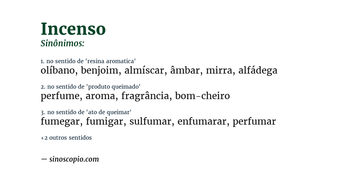 Sinônimo de incenso