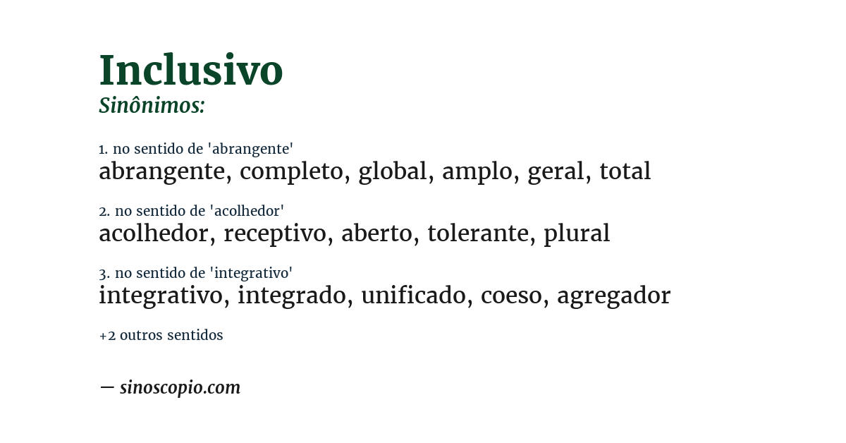 Sinônimo de inclusivo