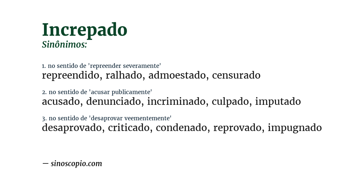 Sinônimo de increpado