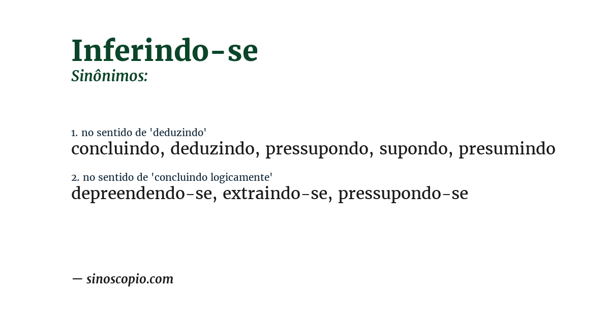 Sinônimo de inferindo-se